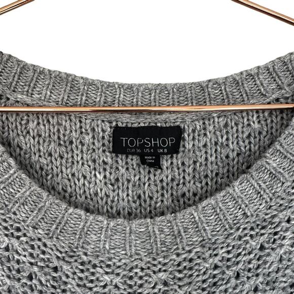 Topshop knit gray ombre dip dye sweater Sz 8 - Picture 5 of 8